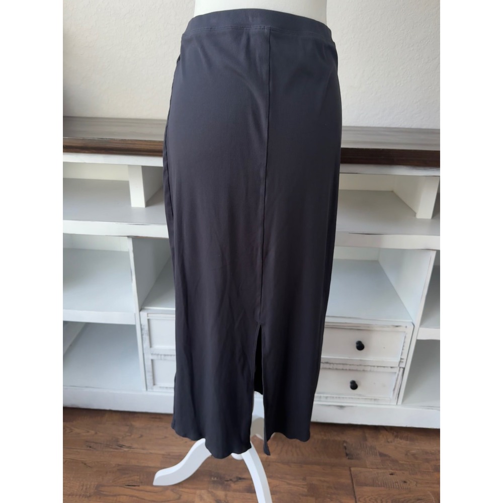Vuori Pose Column Skirt Ribbed Knit Midi Heathered Black VW3217 Size M H - Picture 5 of 8